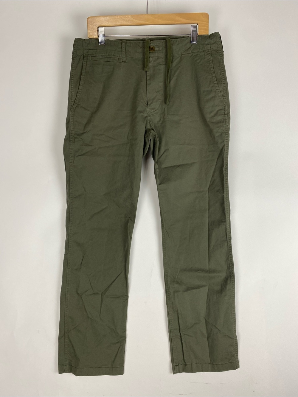 Buck Mason Chino Pants Green Cotton Twill Drawstring Men’s Size 31